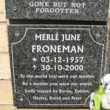 FRONEMAN Merle June 1957-2000