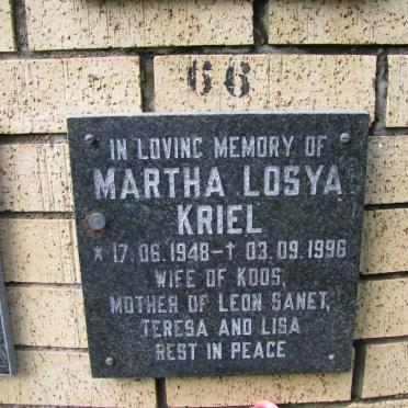 KRIEL Martha Losya 1948-1996