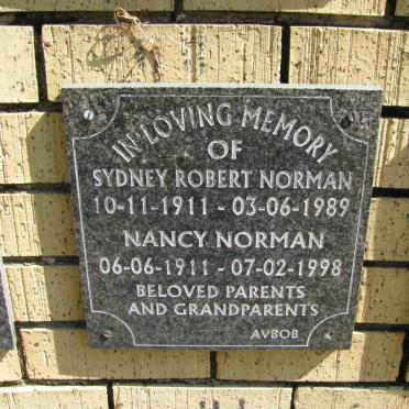 NORMAN Sydney Robert 1911-1989 &amp; Nancy 1911-1998
