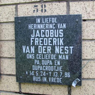 NEST Jacobus Frederik, van der 1924-1996