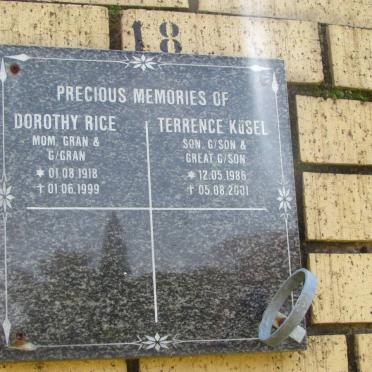 RICE Dorothy 1918-1999 :: KUSEL Terrence 1986-2001