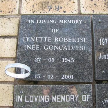 ROBERTSE Lynette nee GONCALVES 1945-2001