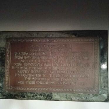 GREENACRE Benjamin Wesley, Sir 1834-1911 & Mary Hustler 1838-1916