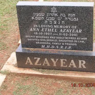 AZAYEAR Ann Ethel 1907-2001
