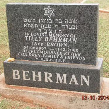 BEHRMAN Tilly nee BROWN 1907-2000
