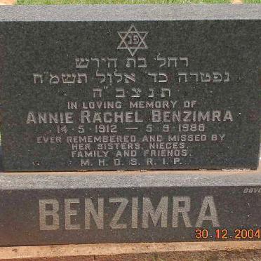 BENZIMRA Annie Rachel 1912-1988