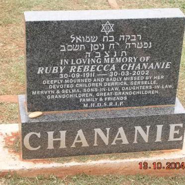CHANANIE Ruby Rebecca 1911-2002