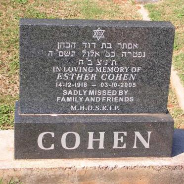 COHEN Esther 1918-2005