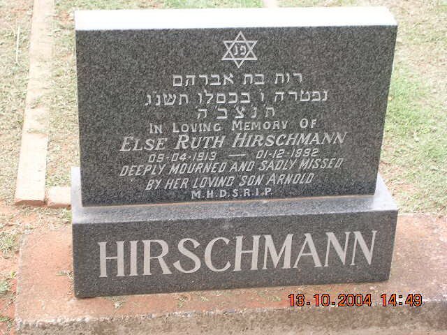 HIRSCHMANN Else Ruth 1913-1992