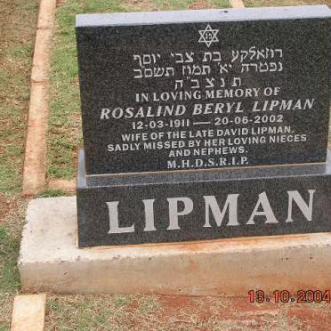 LIPMAN Rosalind Beryl 1911-2002