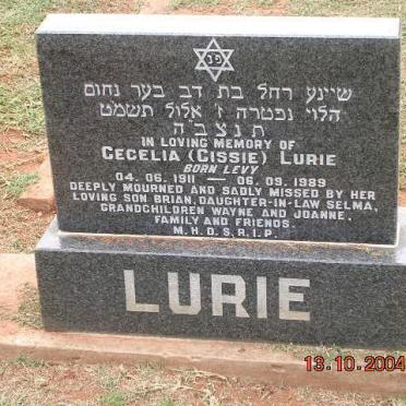 LURIE Cecelia nee LEVY 1911-1989