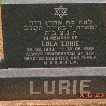 LURIE Lola 1930-1992