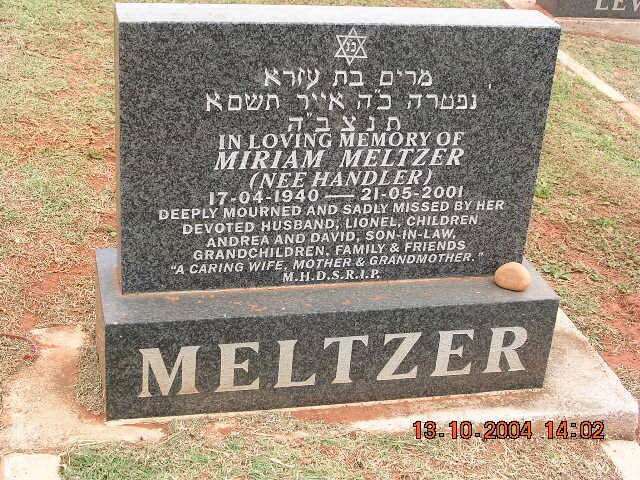 MELTZER Miriam nee HANDLER 1940-2001