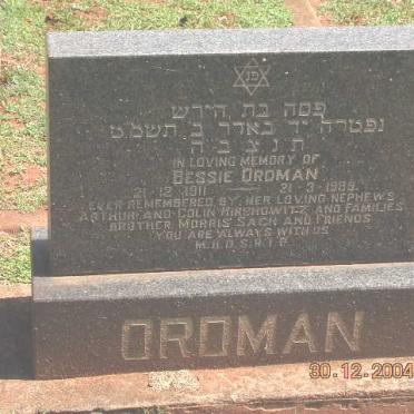 ORDMAN Bessie 1911-1989