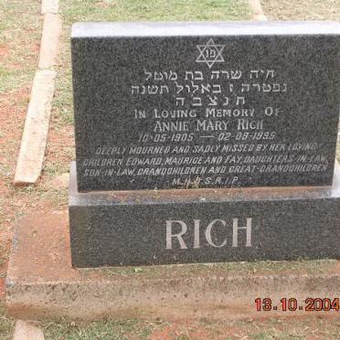 RICH Annie Mary 1905-1995