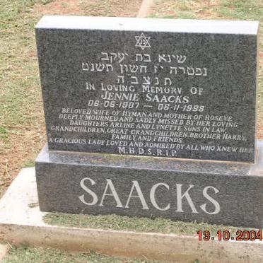 SAACKS Jennie 1907-1998