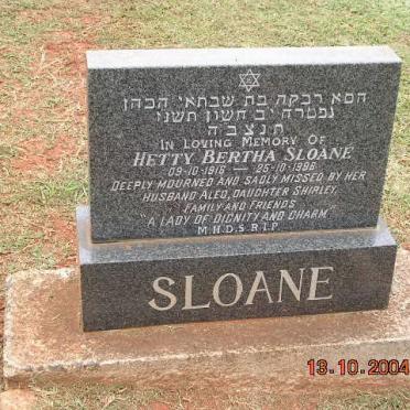 SLOANE Hetty Bertha 1916-1996