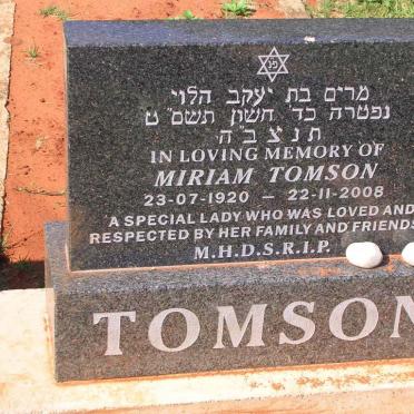 TOMSON Miriam 1920-2008