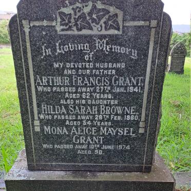 GRANT Arthur Francis -1941 :: GRANT Mona Alice Maysel -1974 :: BROWNE Hilda Sarah -1960