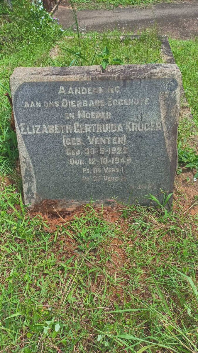 KRUGER Elizabeth Gertruida nee VENTER 1922-1949