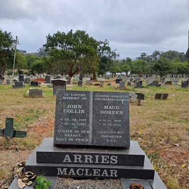 MACLEAR John Collin, ARRIES- 1937-1993 & Maud Doreen 1948-2012