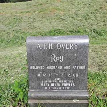 OVERY A.F.H. 1913-1966 :: VOWLES Mary Helen 1917-2001