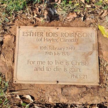 ROBINSON Esther Lois 1949-1976