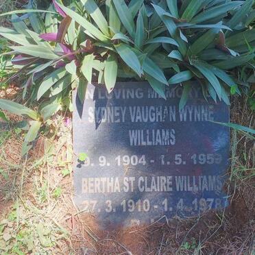 WILLIAMS Sydney Vaughan Wynne 1904-1959 & Bertha St Claire 1910-1978 
