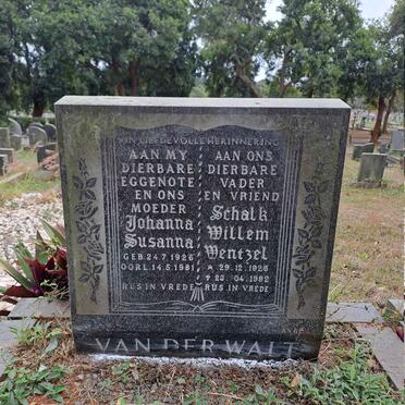 WALT Schalk Willem Wentzel, van der 1926-1992 & Johanna Susanna 1926-1981