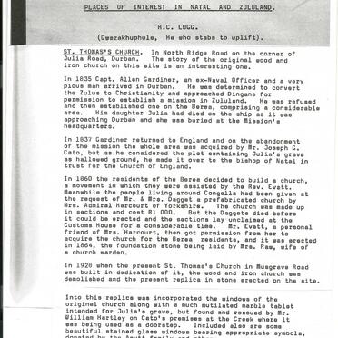 4. St Thomas Historical Note by H.C. Lugg