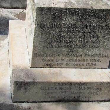 HAMPSON Helena Elizabeth Stella 1920-1920 :: HAMPSON Benjamin Vernon 1934-1954 :: HAMPSON Elizabeth 1885-1956