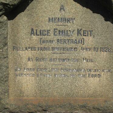 KEIT Alice Emily nee BERTRAM -1928
