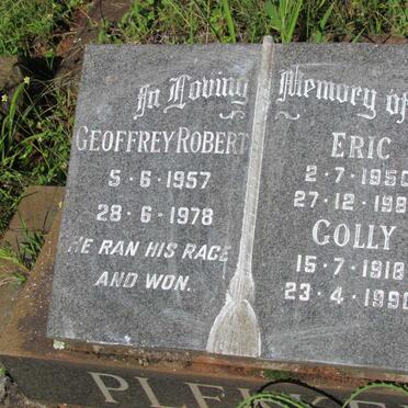 PLEKKER Geoffrey Robert 1957-1978 :: PLEKKER Eric 1950-1986 :: PLEKKER Golly 1918-1990