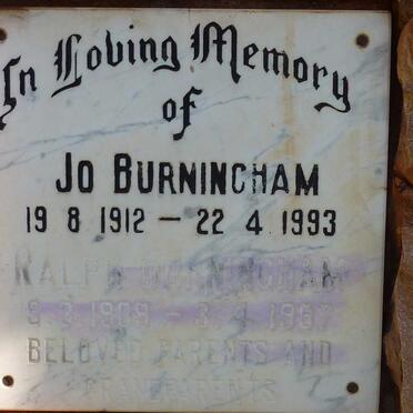 BURNINGHAM Ralph Dunningham 1909-1957 &amp; Jo 1912-1993