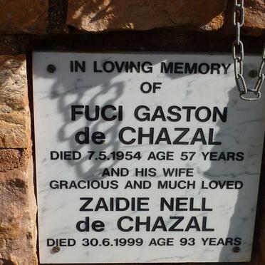 CHAZAL Fuci Gaston, de -1954 &amp; Zaidie Nell -1999