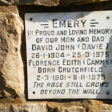 EMERY David John 1904-1975 &amp; Florence Edith CRUTCHFIELD 1901-1979