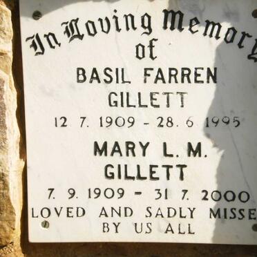 GILLETT Basil Farren 1909-1995 &amp; Mary L.M. 1909-2000