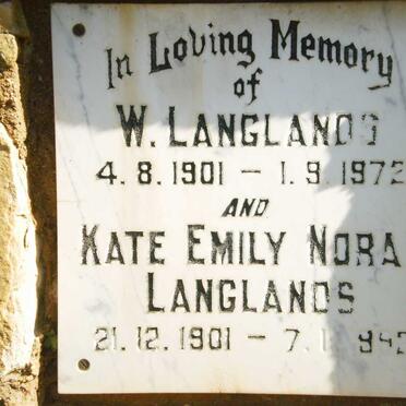 LANGLANDS W. 1901-1972 &amp; Kate Emily Norah 1901-1992