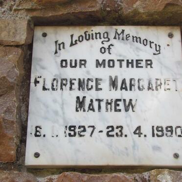 MATHEW Florence Margaret 1927-1990