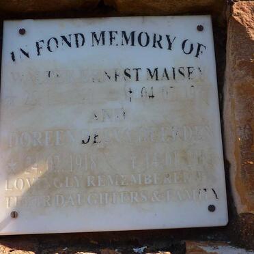 MAISEY Walter Ernest 191?-1977 &amp; Doreen Delva Duerden 1918-2005