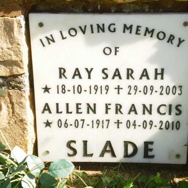 SLADE Allen Francis 1917-2010 &amp; Ray Sarah 1919-2003