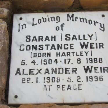 WEIR Alexander 1908-1996 &amp; Sarah Constance HARTLEY 1904-1988
