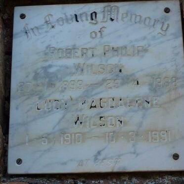 WILSON Robert Philip 1899-1988 &amp; Lucy Magdalene 1910-1991