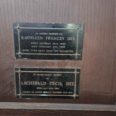 DEE Kathleen Frances 1903-1988 :: DEE Archibald Cecil 1883-1974