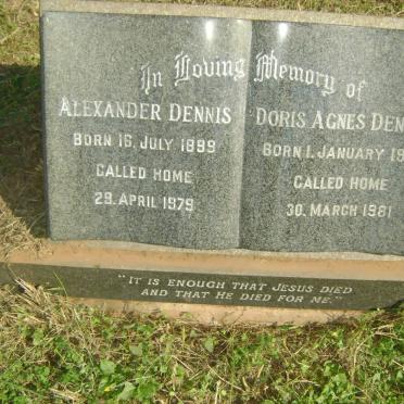 DENNIS Alexander 1899-1979 &amp; Doris Agnes 1900-1981