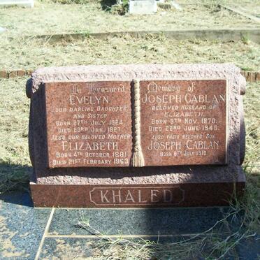 KHALED Joseph Cablan 1870-1946 &amp; Elizabeth 1881-1963 :: KHALED Joseph Cablan 1910- :: KHALED Evelyn 1924-1927