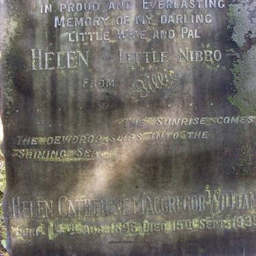 NIBBO Helen Little :: WILLIAMS Helen Catherine McGregor 1896-1935 