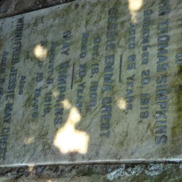 SIMPKINS John Thomas -1919 :: SIMPKINS May -1919 :: CREST Jessie Emma -1909 :: CREST Winnifred Jessie May