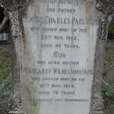 VAHL Ernest Charles Paul -1902 &amp; Margaret Wilhelmina -1934