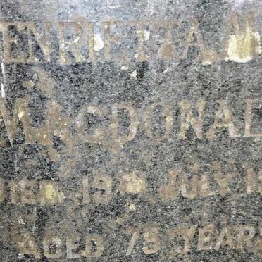 MacDONALD John M. -1970 &amp; Henrietta Mary -1973